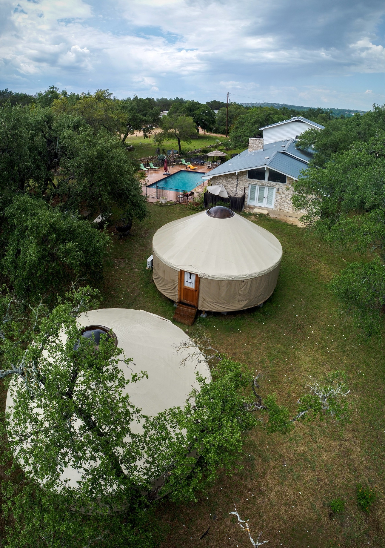 The yurts under the trees
